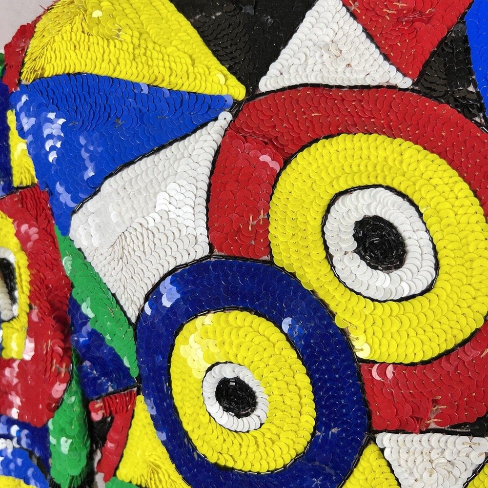 Vtg Cache Sequin 80s Color Block Blouse Shoulder … - image 7